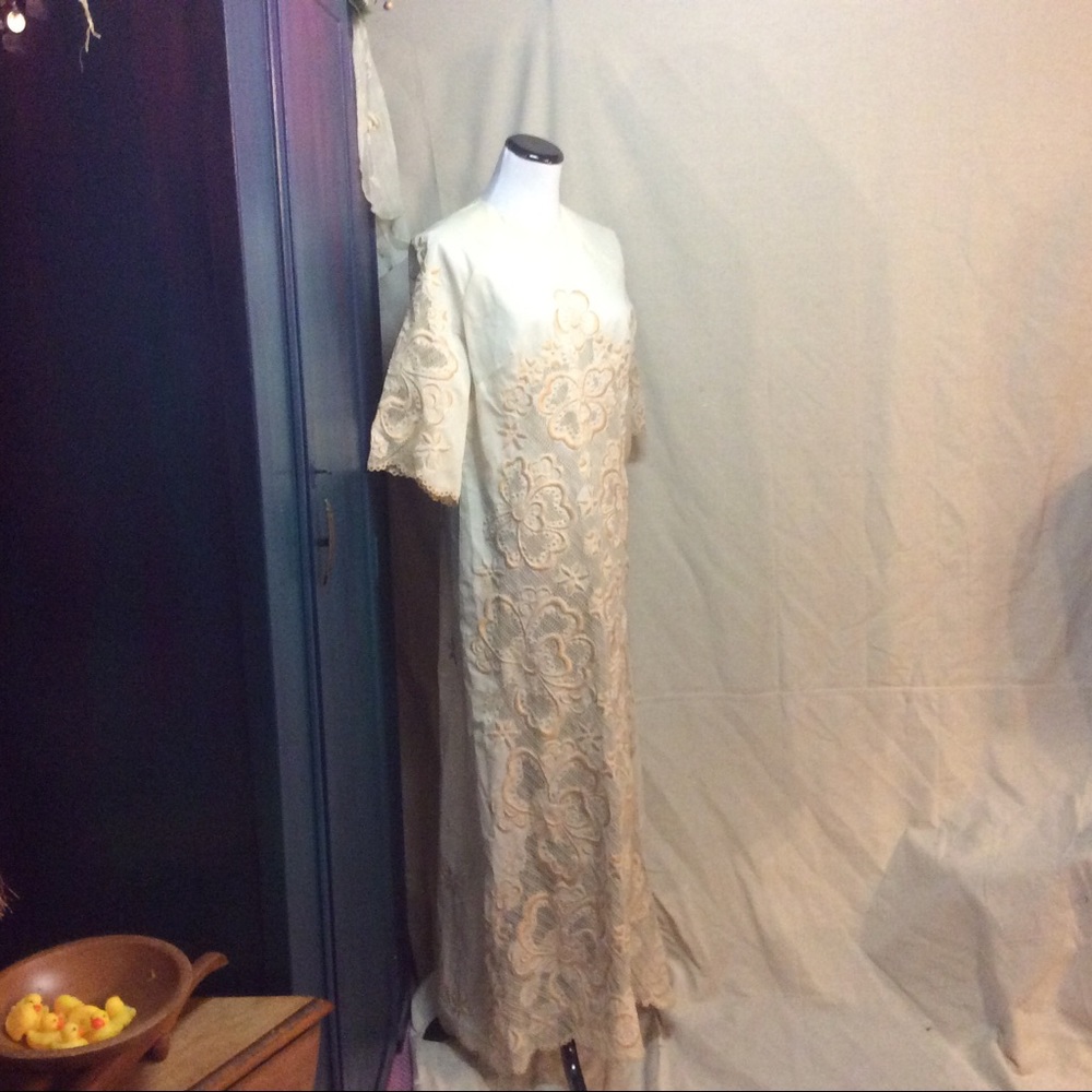 1960’s Tatted and Embroidered Maxi Sheath Dress